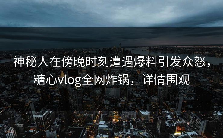 神秘人在傍晚时刻遭遇爆料引发众怒，糖心vlog全网炸锅，详情围观
