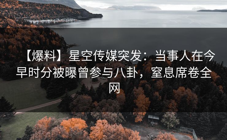 【爆料】星空传媒突发：当事人在今早时分被曝曾参与八卦，窒息席卷全网